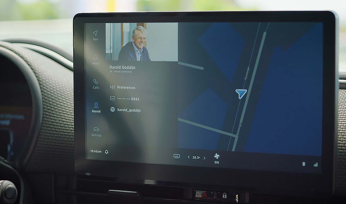 When the driver enters an TomTom IndiGO equipped vehicle, it will recognize them based on their phone connection and sync their preferences and important information, such as upcoming calendar events.