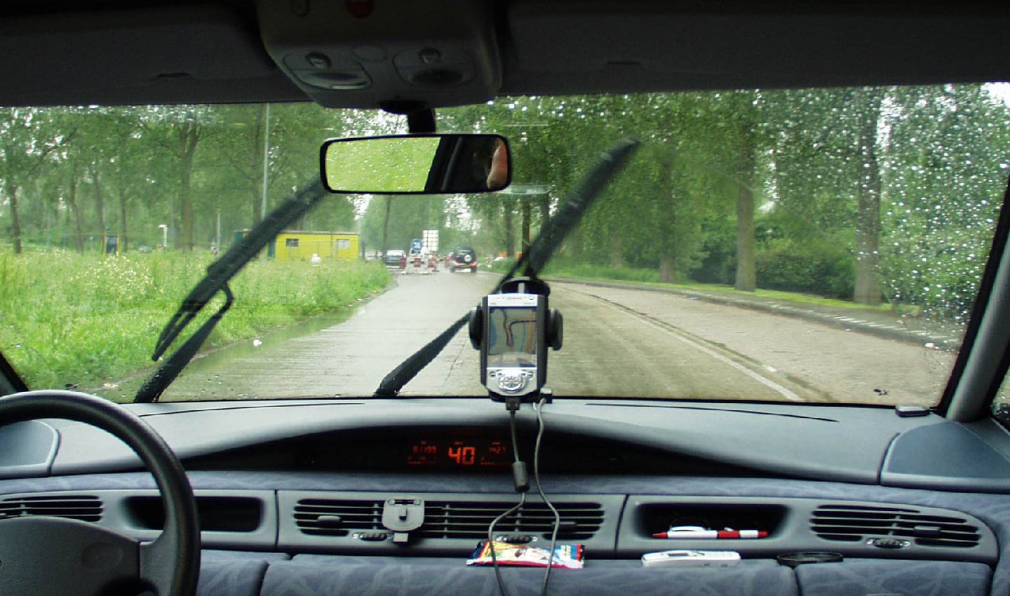A prototype of one of TomTom’s first PDA-based navigation applications.