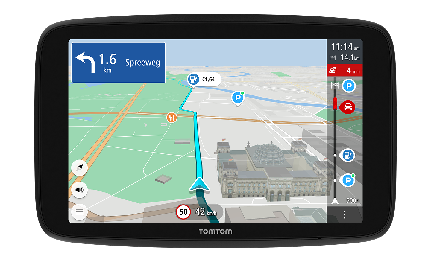 5 Versione Italia TomTom Via 135 M Europa con Mappe Gratis a Vita IQ Routes Nero 