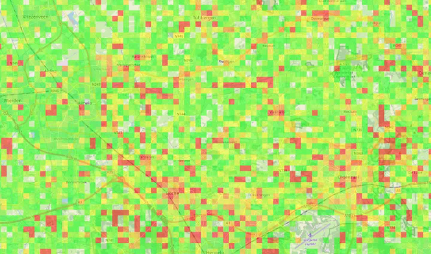 MapMetrics displays areas of good (green) and not-so-good (red) routing quality in OSM